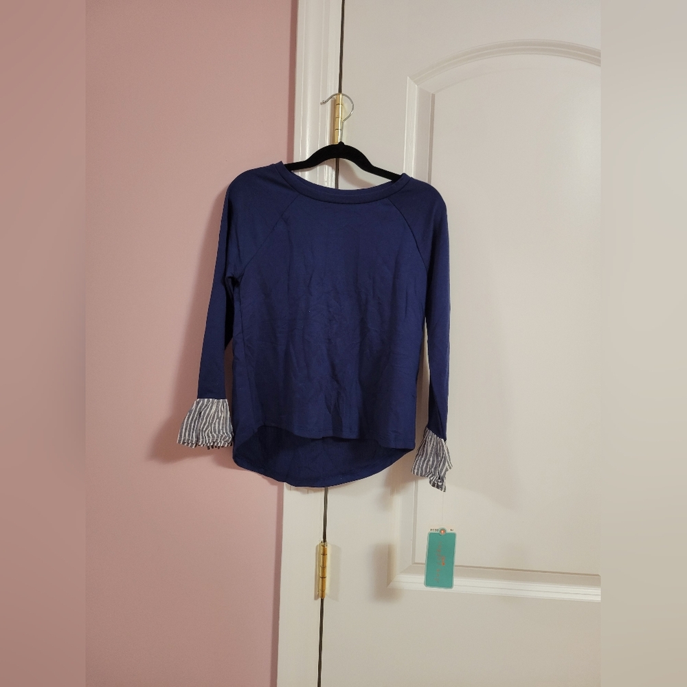 NWT Copper Key Navy Bell Sleeve Shirt- S 7-8 - Casual, Preppy, Bussiness